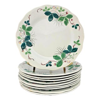 1850s Lebeuf Milliet Creil Et Montereau “Fraise” George Sand Dessert Plates - Set of 10 For Sale