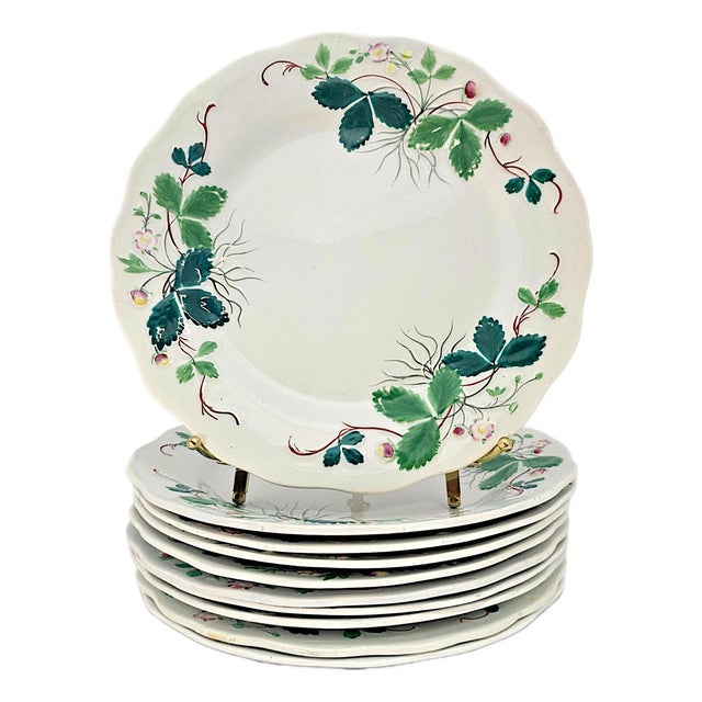 1850s Lebeuf Milliet Creil Et Montereau “Fraise” George Sand Dessert Plates - Set of 10 For Sale