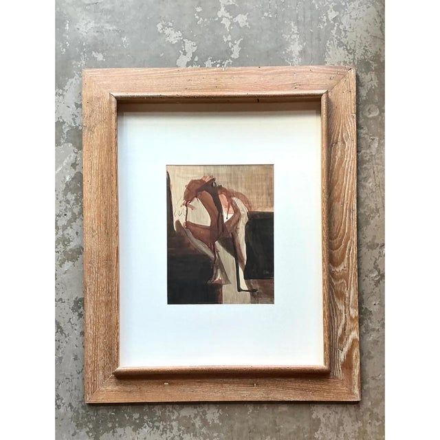 Wood Vintage Framed Abstract Figurative Painting For Sale - Image 7 of 12
