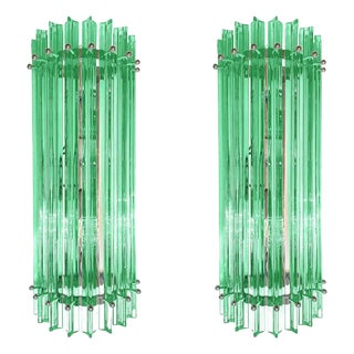 Green Wather Triedro Murano Glass Wall Sconces by Simoeng, Set of 2 For Sale