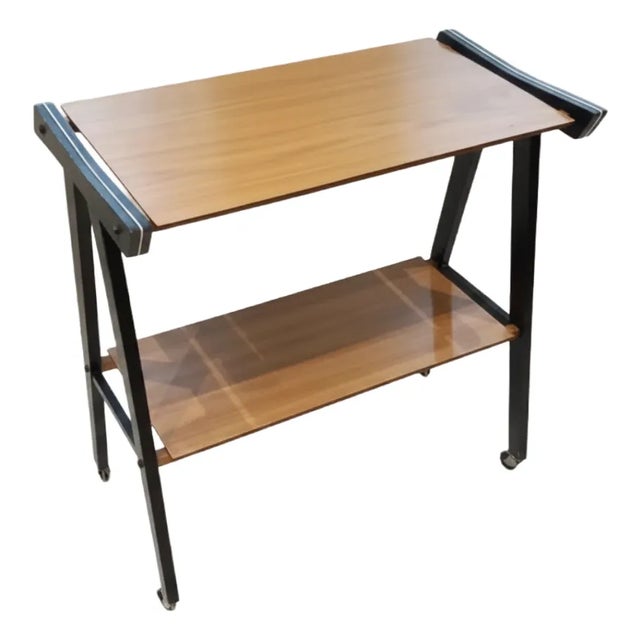 Vintage Yugoslavian Mid-Century Modern Tv Stand on Wheels, 1960s–70s For Sale