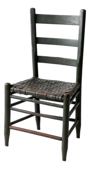 Antique Primitive Ladder Back Chair With Splint Seat