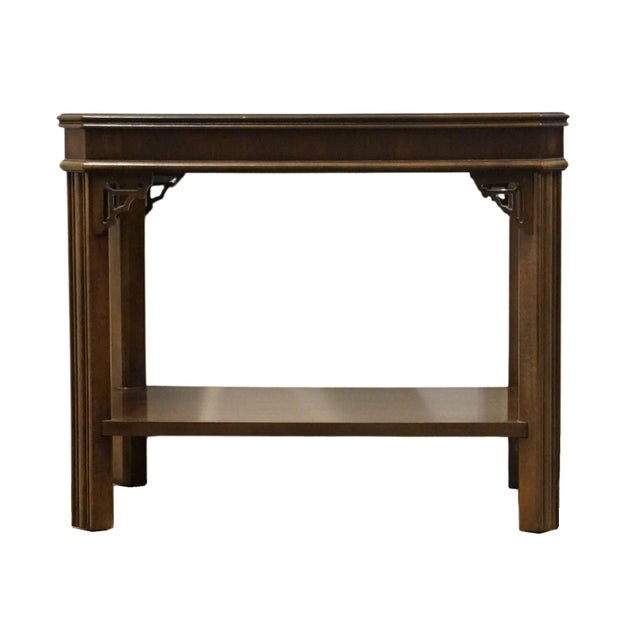 Wood Altavista Lane Solid Cherry Traditional Chippendale Style 27x20" Accent End Table W. Glass Top For Sale - Image 7 of 8