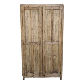 Vintage Parisian Beech Wardrobe, 1940s For Sale