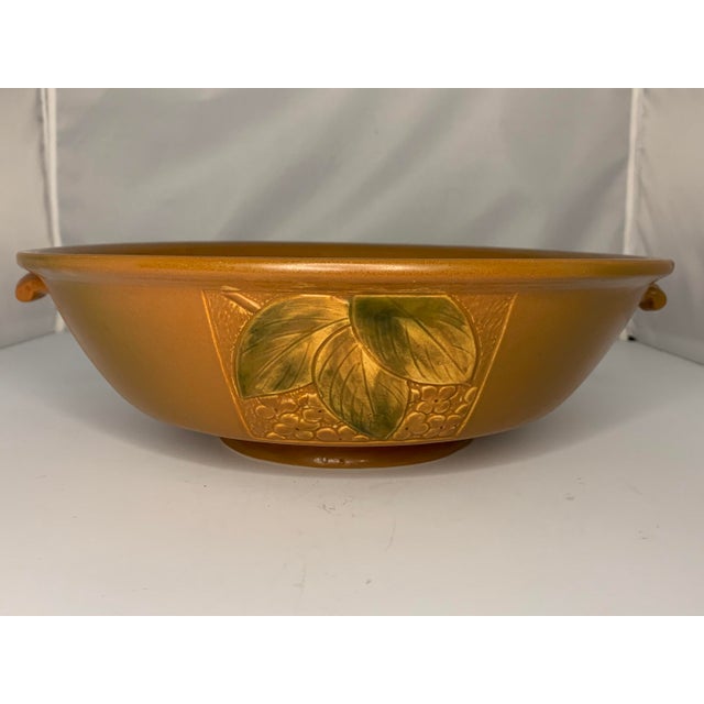 Art Deco Rare Weller Pottery Velva Centerpiece Bowl: Floral Art Deco, c. 1928-1933 For Sale - Image 3 of 10