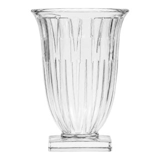 Stunning Antique French Frosted Crystal Flower Vase Art Deco Style Home Decor For Sale