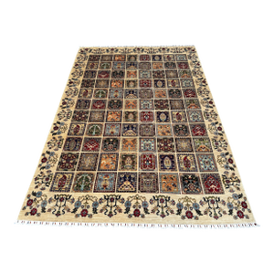Hand-Knotted Afghan Bakhtiari Panel Garden Wool Area Rug - 8'1" X 11'5"