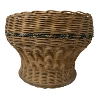 Vintage English Woven Basket Planter For Sale