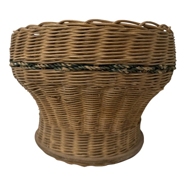 Vintage English Woven Basket Planter For Sale