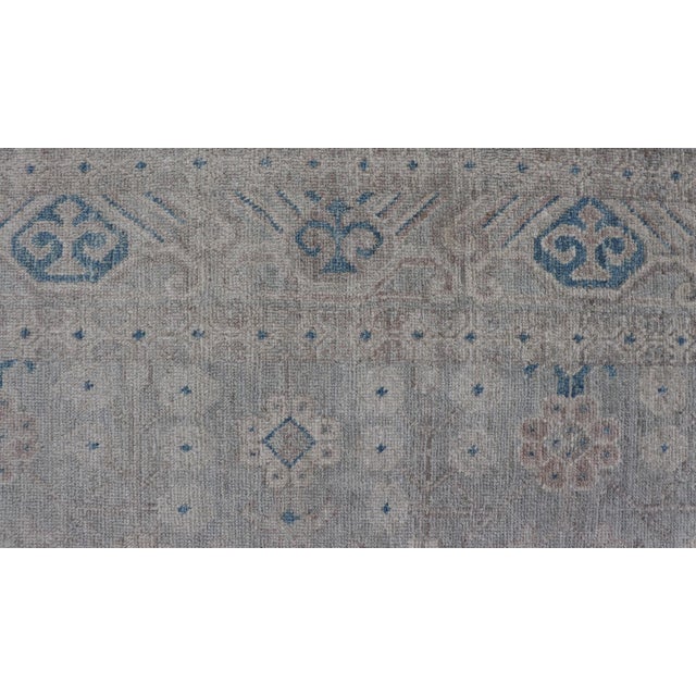 Beige Modern All-Over Floral Oushak With Muted Background and Accent Colors 4'2" X 6'2" For Sale - Image 8 of 12