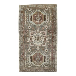 Early 20th Century Zabihi Collection Charcoal Persian Heriz Scatter Rug - 2'9" x 4'4" For Sale