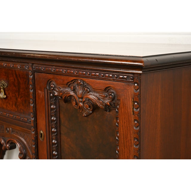 Berkey & Gay Style Chippendale Carved Mahogany Sideboard or Bar Cabinet, Circa 1920s For Sale - Image 10 of 18