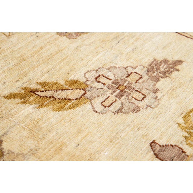 Modern Oushak Style Palace Sized Wool Rug Handmade in Beige With Floral Design For Sale - Image 4 of 13