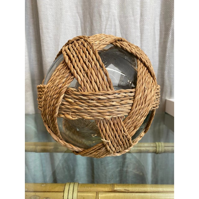 Coastal Coastal Handblown Glass & Rope Spheres, Pair For Sale - Image 3 of 7