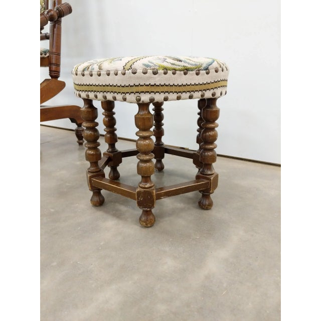 Antique Danish Rocking Chair With Foot Stool For Sale - Image 10 of 11