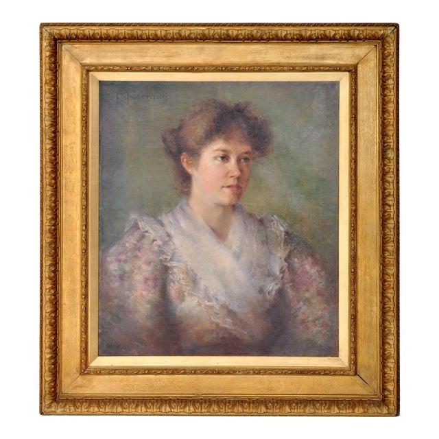 Antique 19th Century American Impressionist Female Portrait Painting, circa 1890 For Sale
