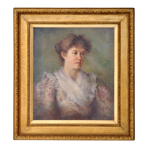 Antique 19th Century American Impressionist Female Portrait Painting, circa 1890