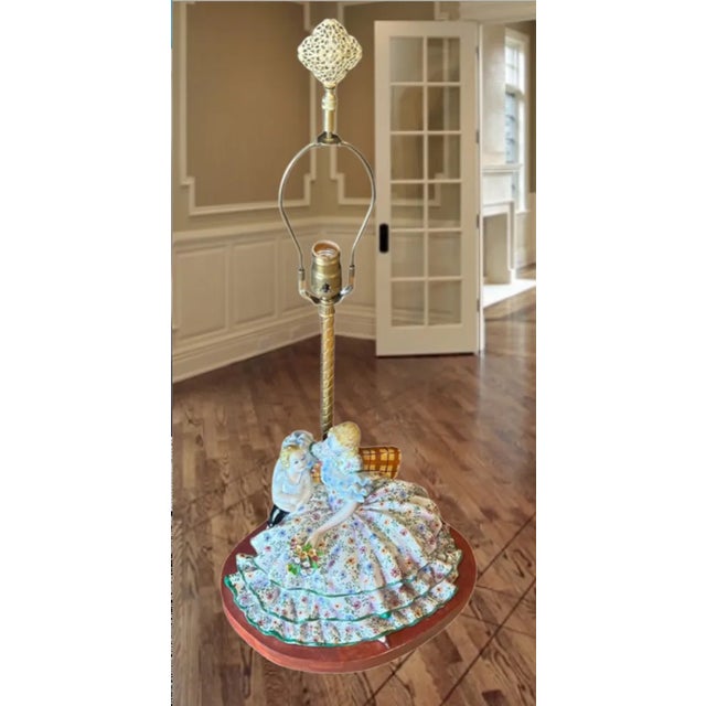 White Vintage Porcelain Figurine Table Lamp: Mother and Child For Sale - Image 8 of 12
