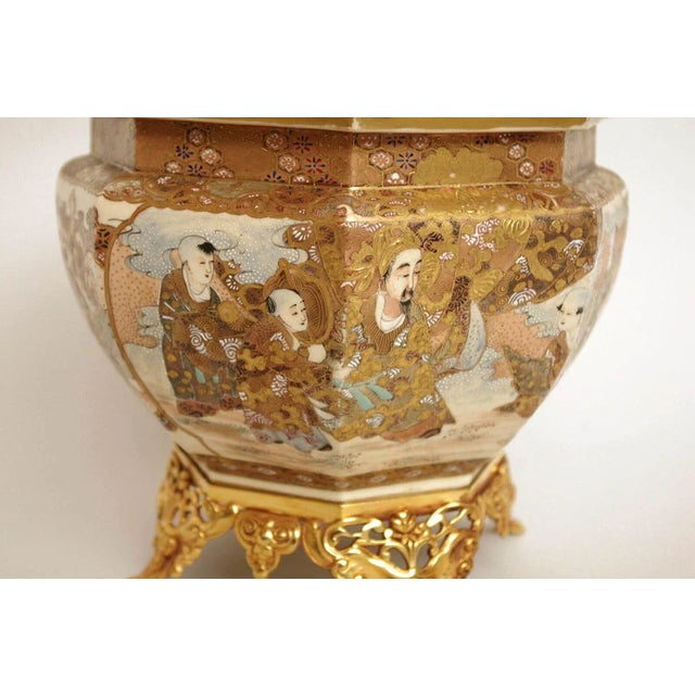 Metal Antique Earthenware and Gilt Bronze Planter, 1880s For Sale - Image 7 of 8