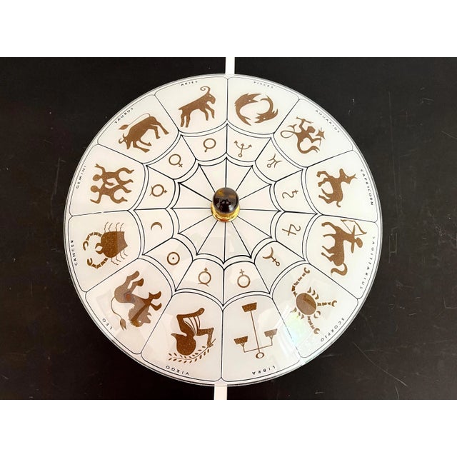 Stunning astrological flush mount ceiling light in the shape of a star reverse painted with the twelve signs of the zodiac...
