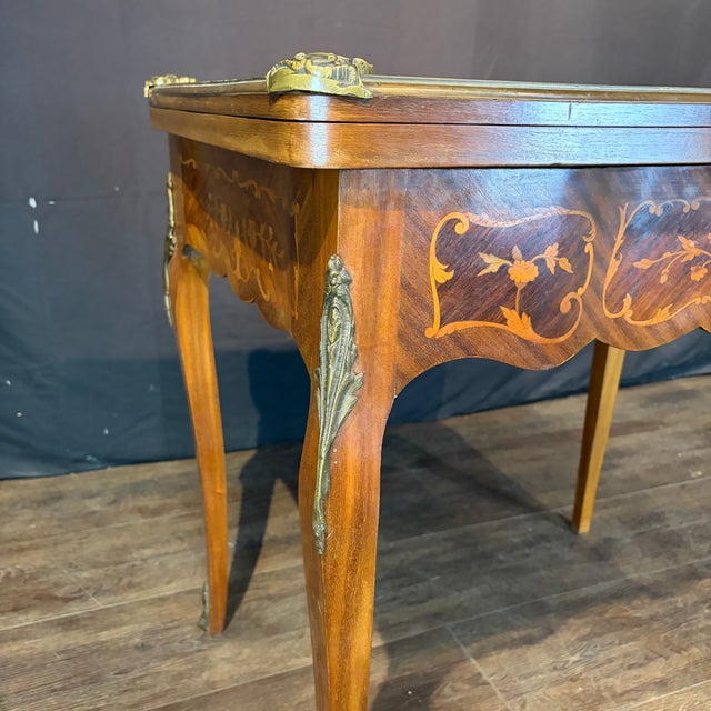 French Marquetry Belle Epoque Game Table For Sale - Image 10 of 18