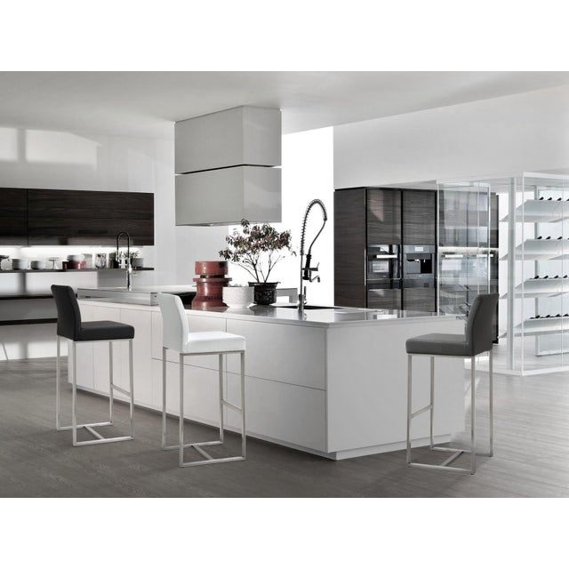 Denmark Black Vegan Leather & Steel Counter Stools - Set of 2 For Sale - Image 10 of 12