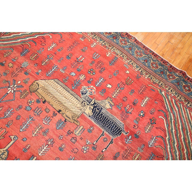 Folk Art Early 20th Century Pictorial Bakshaish Animal Motif Rug - 9'9" x 14' For Sale - Image 3 of 6