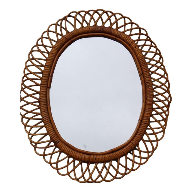Woven Bamboo Mirror by Franco Albini, Italy, 1950s For Sale