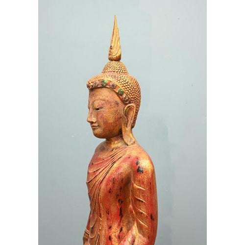 Burmese Carved Standing Buddha Statue For Sale - Image 11 of 17