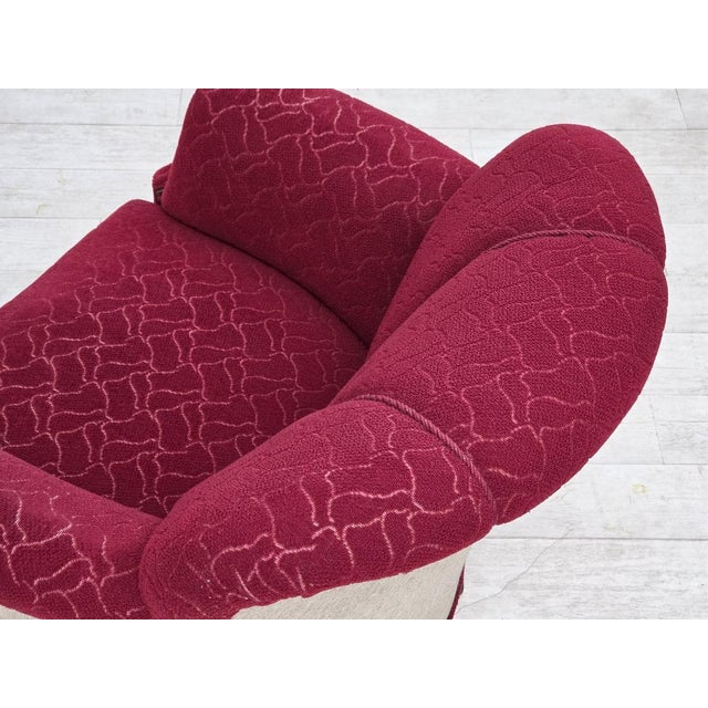 Danish Armchair in Red and Light Grey Wool and Oak, 1950s For Sale - Image 18 of 18