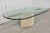 This listing is for a Post Modern Travertine Glass Top Coffee Table. Featuring a post modern design, diamond shaped...