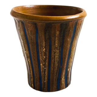 Blue Striped Studio Pottery Cup For Sale