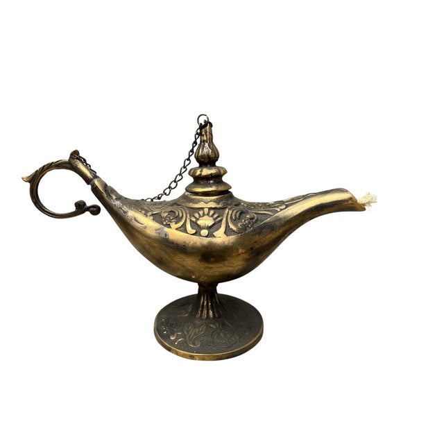 Rustic Genie Lamp with Chain Lid For Sale - Image 9 of 13