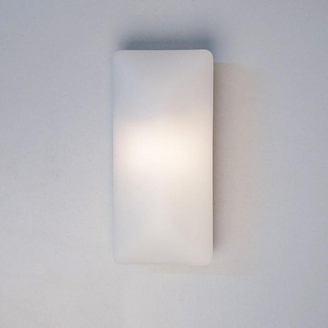 White Rectangle Opaque Glass Wall Lights from Glashütte Limburg, 1970s For Sale - Image 4 of 11