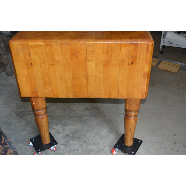 This is the most awesome looking butcher block table! I was told it had been in the same spot, in a vintage kitchen, for...