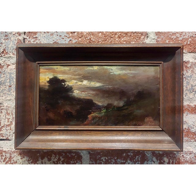John Bond Francisco-Study of Santa Ana Canyon at Dusk-Oil painting c.1900s Impressionist oil painting on board -Signed -...