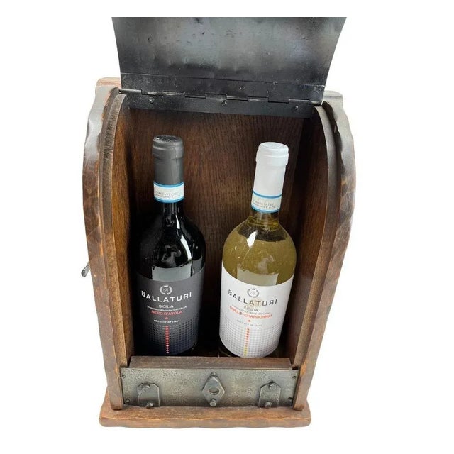 Arts & Crafts Wine Box with Decorative Metal Work, 1920s For Sale - Image 3 of 9