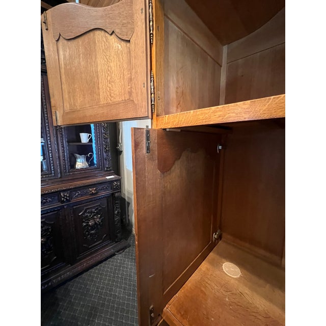 Mid 20th Century Mid-Century Belgian Oak Armoire With Pocket Doors For Sale - Image 10 of 10