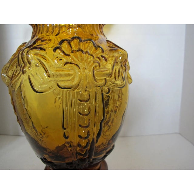 Mid 20th Century Amber Glass Ruffled Rim Statement Vase For Sale - Image 4 of 6