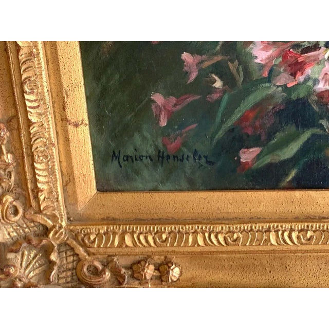 Gold Mid 20th Century Portrait Girl Amongst Flowers, by Marion Henseler For Sale - Image 8 of 11