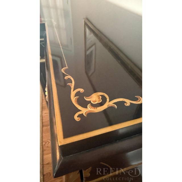 1984 Karges Furniture Hand-Painted Chinoiserie Lacquer Credenza With Asian Chow Legs For Sale - Image 11 of 18