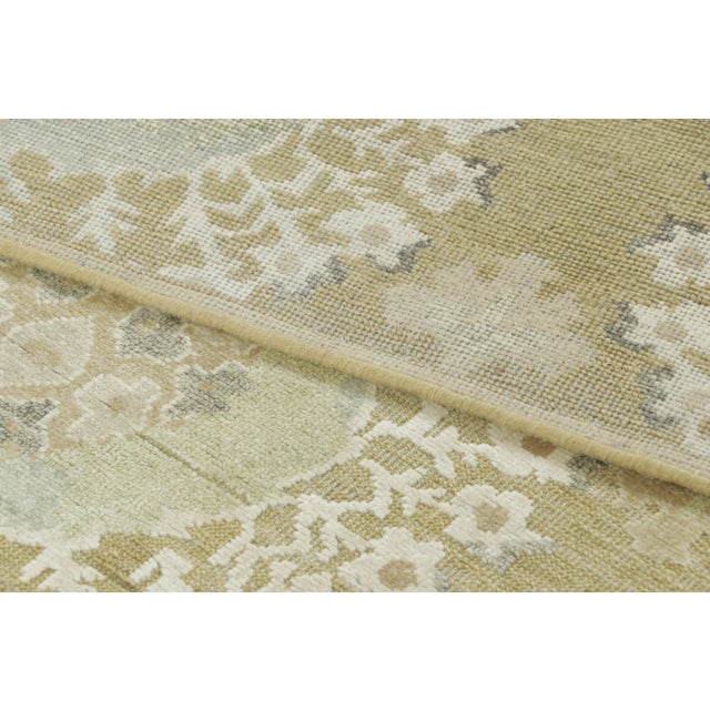 Cream Contemporary Block Print Floral Natural Silk Runner by Rug & Kilim, India For Sale - Image 8 of 8