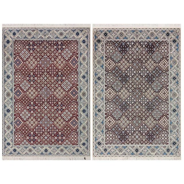 Hand-Knotted Wool and Silk Nain Rugs, Set of 2 For Sale - Image 9 of 9