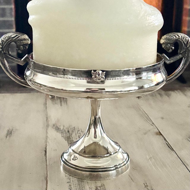 An exceptionally stunning vintage English silver plated standalone single pedestal candleholder dating to circa 1940....