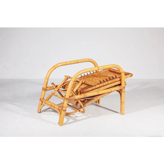 Tan Bamboo & Rattan Easy Chair, Italy, 1960s For Sale - Image 8 of 12