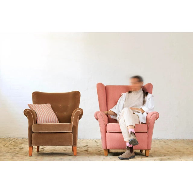 Earflap Armchair Redressed in Velvet from Kradrat, 1950s For Sale - Image 3 of 4