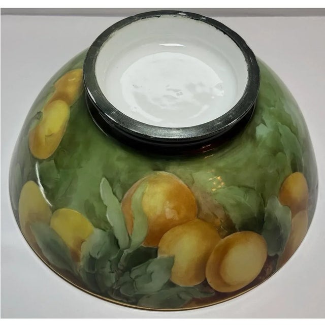 Rare Jean Pouyat Limoges Hand-Painted Punch Bowl on Original Ceramic Stand (1890-1932) For Sale - Image 12 of 18