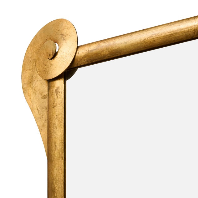 Modernist, Italian Brass Vintage Console and Mirror, Gold Leafed For Sale - Image 4 of 9