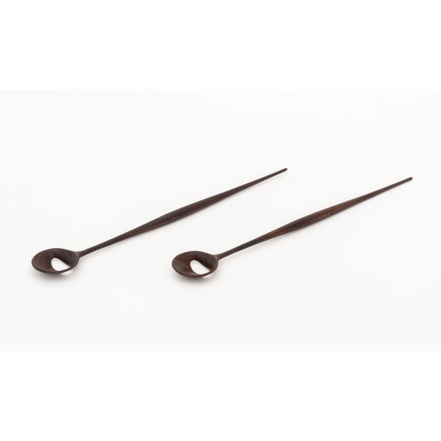 Ernst Henriksen Teak Salad Bowl Set, With Pair of Salad Servers For Sale - Image 4 of 10