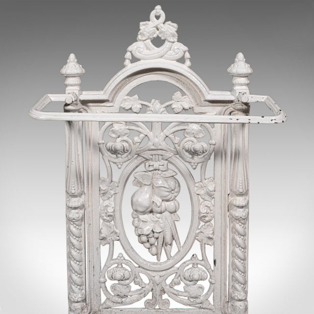 Cream 1890's Antique Portico Stick Stand, English, Cast Iron, Hall, Umbrella Loop, Victorian For Sale - Image 8 of 8